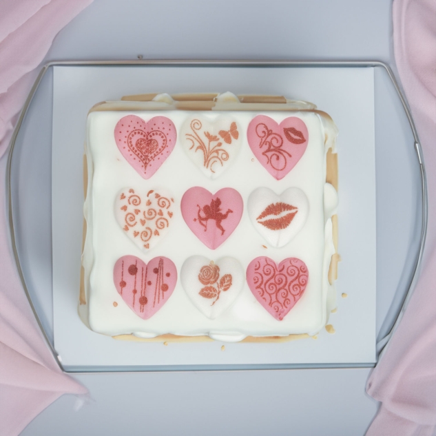 Günthart 96 Herzen rosa, weiß aus Zucker 