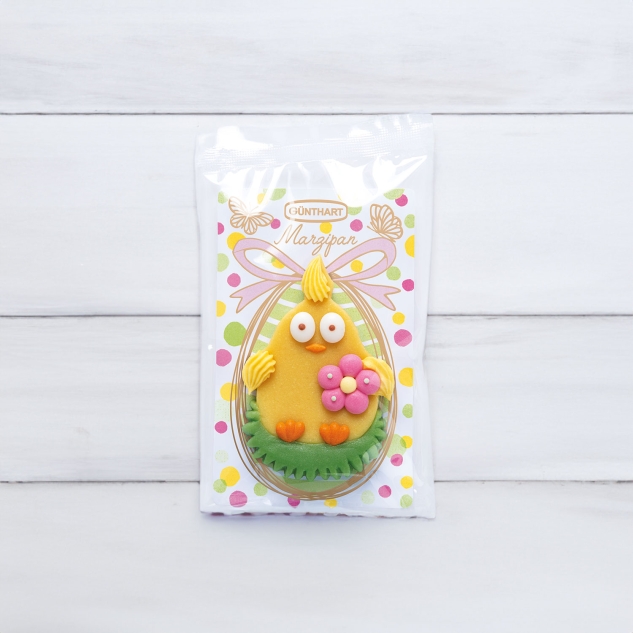 Günthart 10 Stück Hasen Gesicht und Küken mit Kulleraugen aus feinem Marzipan 