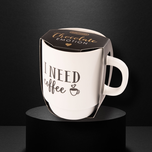 Günthart 12 Stück Tassen in schwarz und weiß mit den Schriftzug I need Coffee und Coffee love 