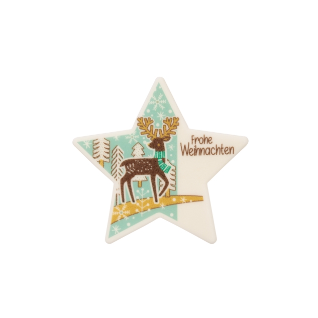 12 Stück Dekor Sterne "Frohe Weihnachten", mit verschiedenen Motiven 