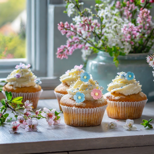 Günthart 24 Blumen hellblau aus Zucker 