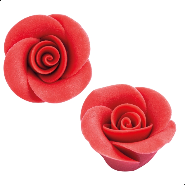 36 Stück Marzipan Rosen groß, Größe 37 x 24 mm, rot, rosa, gelb, weiss, orange 
