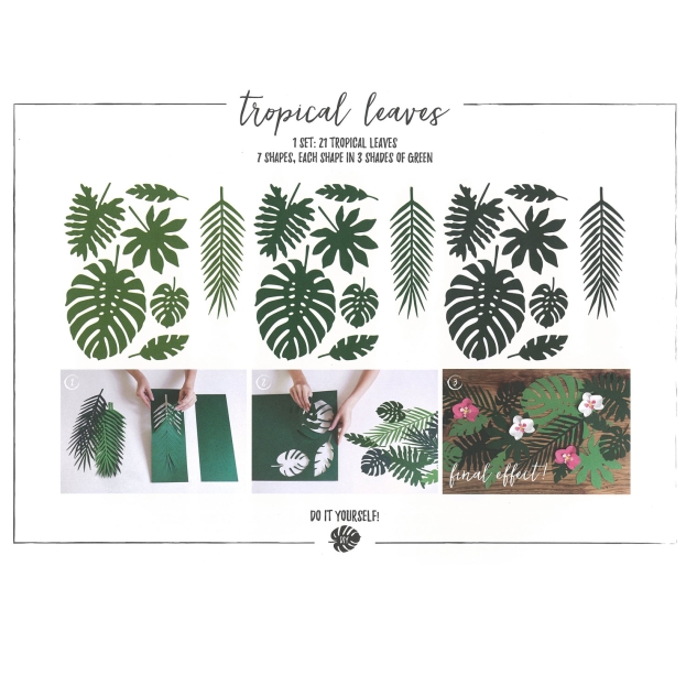 1 Aloha Papier Dekorationset - Tropische Blätter 