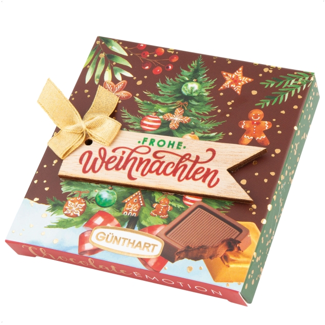 30 Stück Pralinenpräsent mit Holzstern und Holztannenbaum Dekoration 