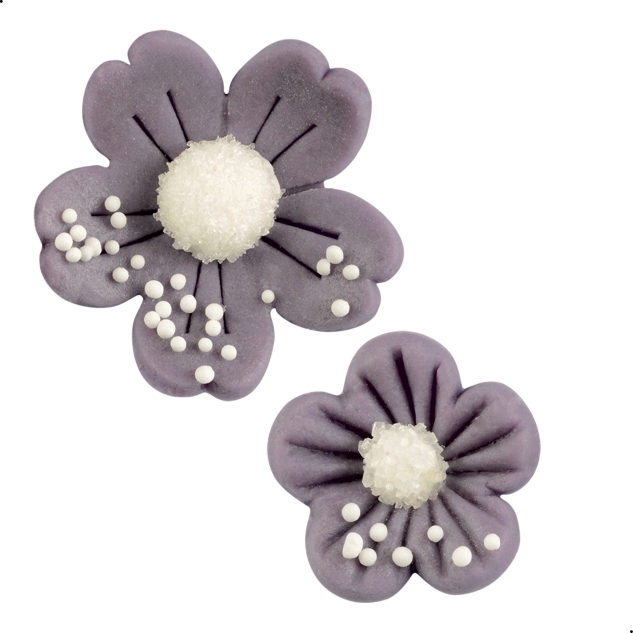 90 Sück Marzipan Blumen groß & klein in 4 Farben 