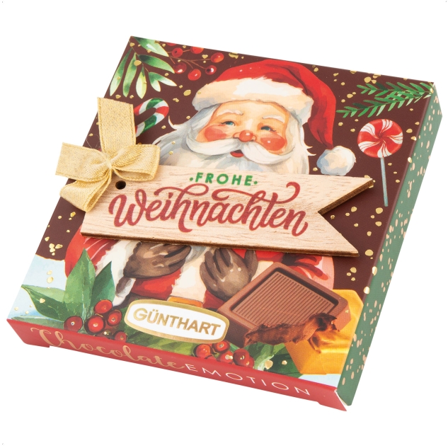 30 Stück Pralinenpräsent mit Holzstern und Holztannenbaum Dekoration 