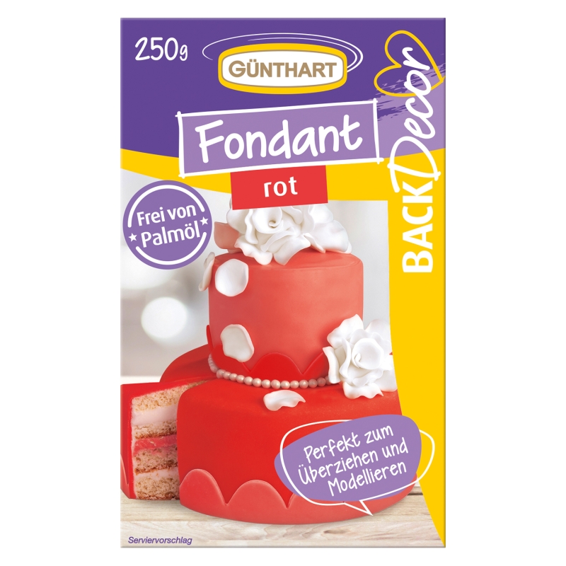 BackDecor Fondant rot, 250 g, gebrauchsfertig, palmölfrei, reißfest 