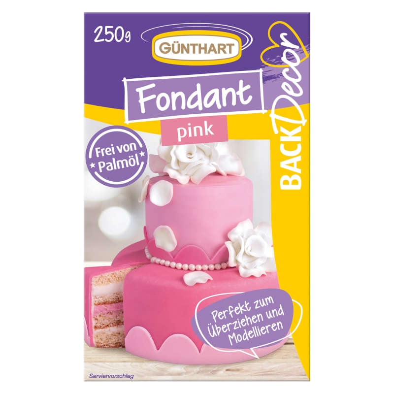 BackDecor Fondant pink, 250 g, Gebrauchsfertig, Palmölfrei, Reißfest 