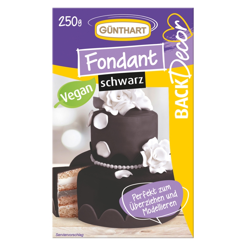 BackDecor Fondant schwarz , 250 g | 100% Vegan | Palmölfrei | Reißfest 