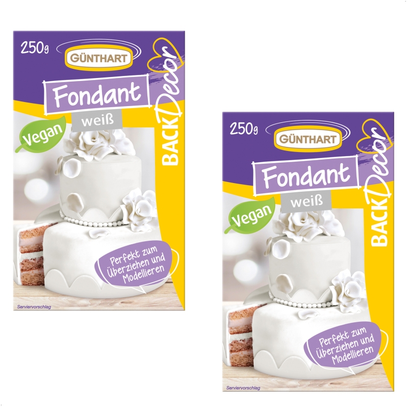 BackDecor Fondant weiß, 2 x 250 gr | 100% Vegan | Palmölfrei | Reißfest 