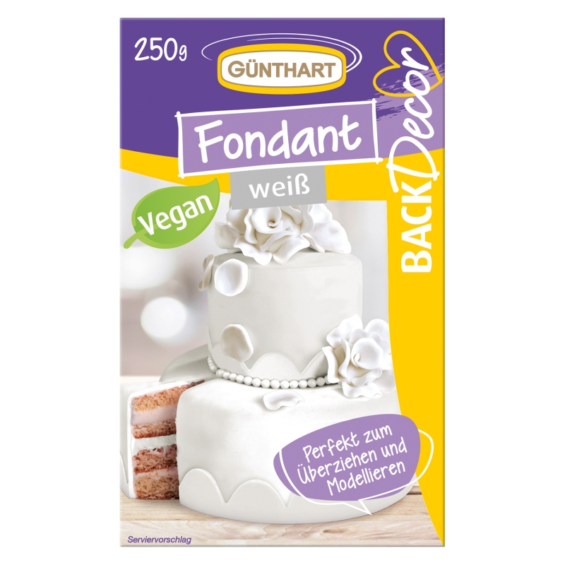BackDecor Fondant weiß, 250 g | 100% Vegan | Palmölfrei | Reißfest 