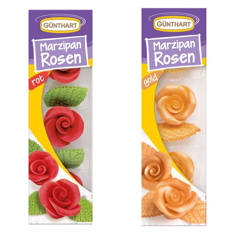 BackDecor Marzipan Rosen SET in ROT und GOLD 