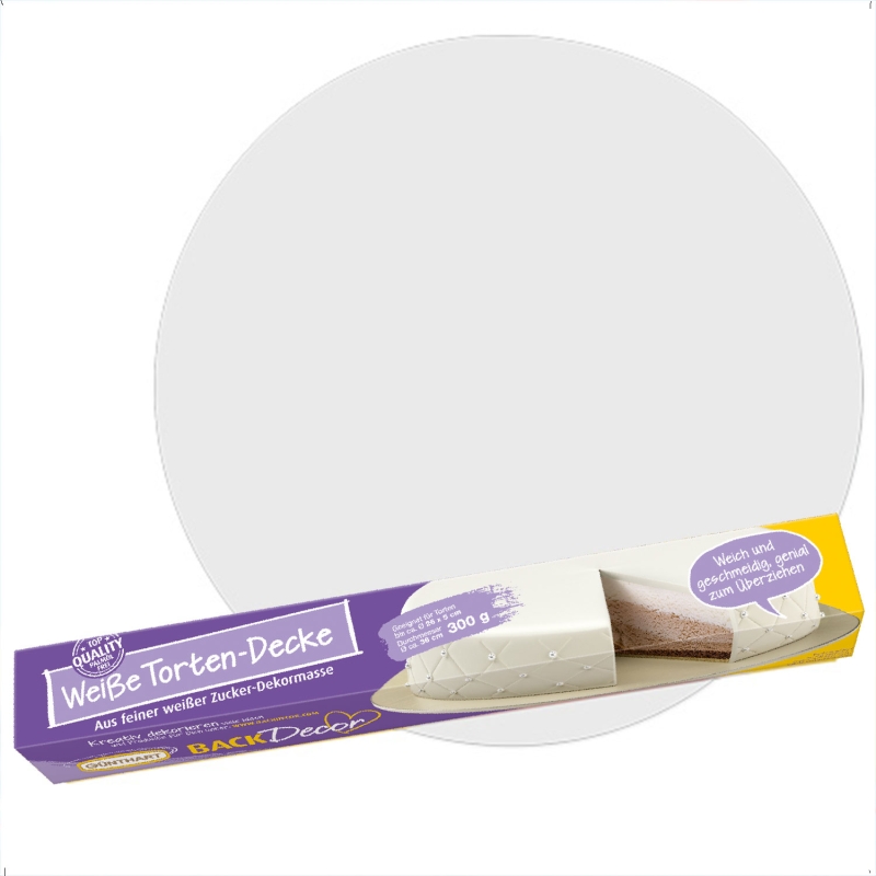 BackDecor Tortendecke weiß aus Zucker, Ø 36 cm 