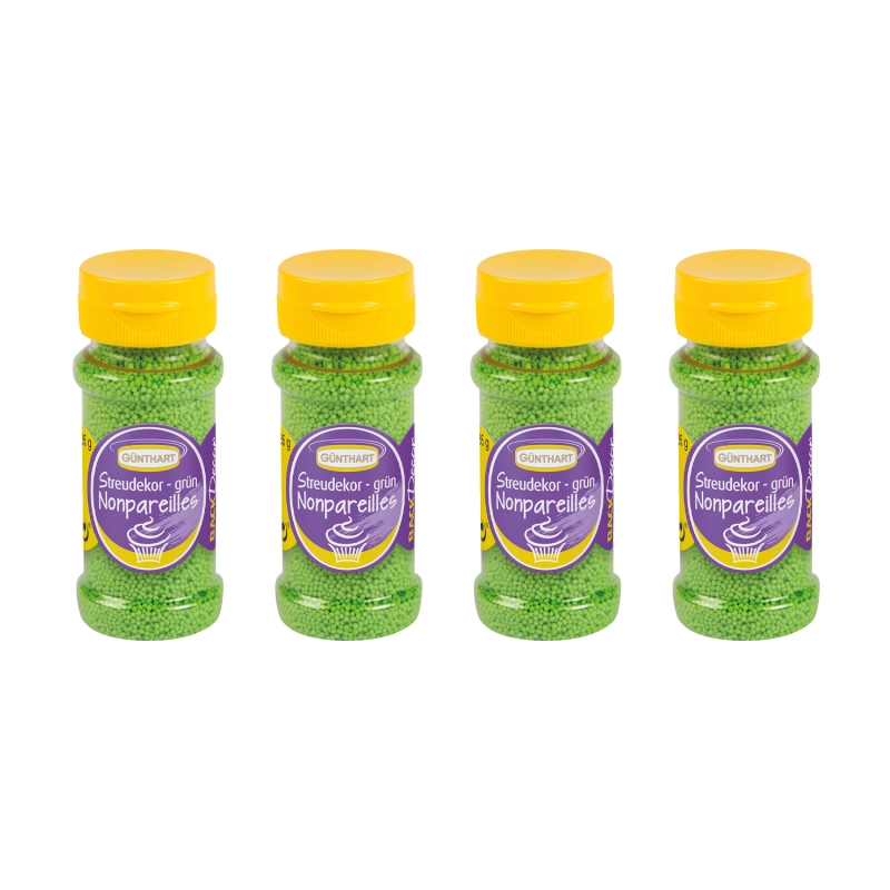 BackDecor Streudekor Nonpareilles grün, Set mit 4 Stück (4x85g) 