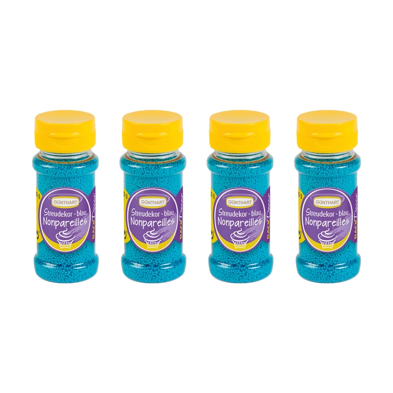 BackDecor Streudekor Nonpareilles blau, Set mit 4 Stück (4x85g) 