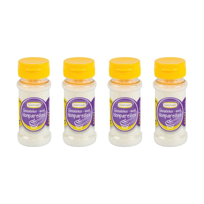 BackDecor Streudekor Nonpareilles weiß, Set mit 4 Stück (4x85g) 
