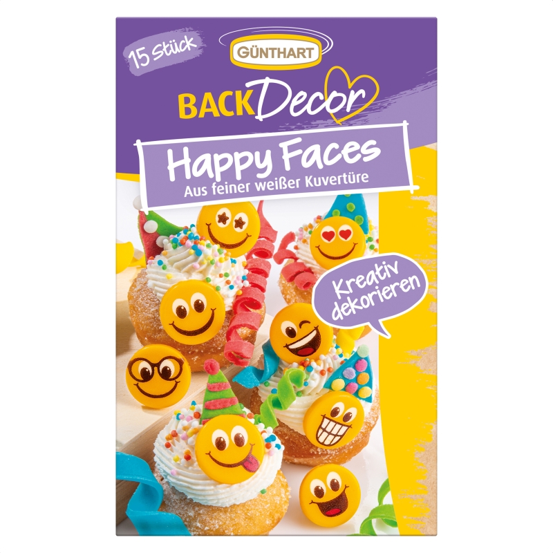 BackDecor 15 Happy Faces aus weißer Schokolade 