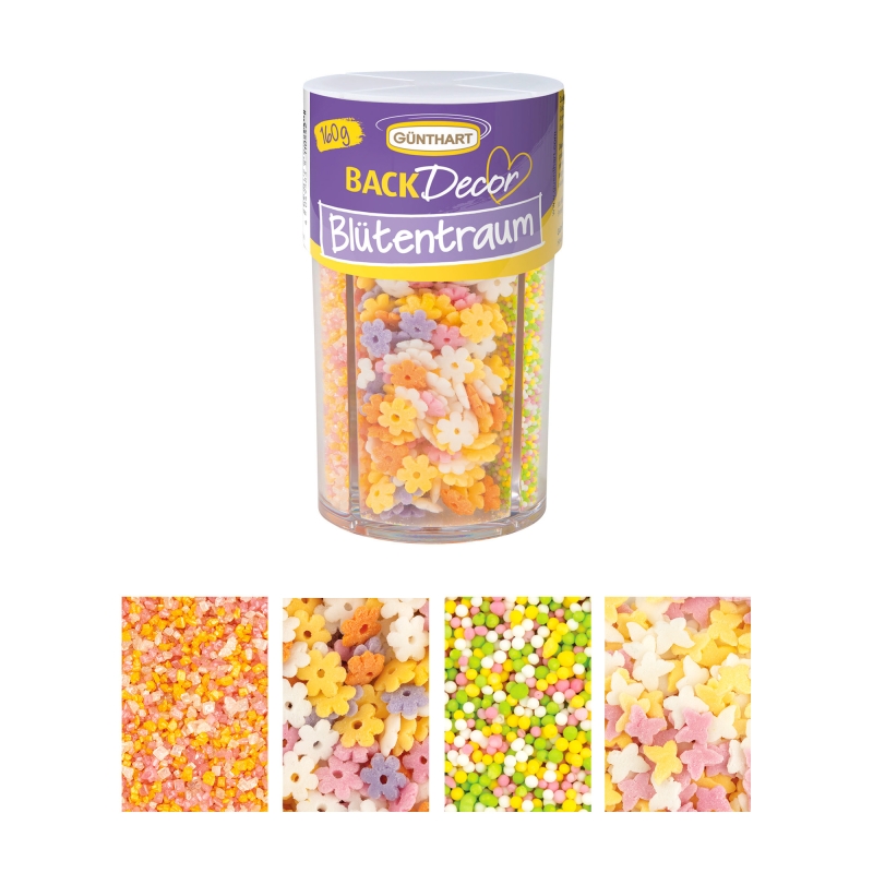 BackDecor Streusel Mix Blütentraum bunte Streusel Zuckerdeko 