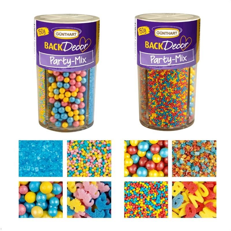 BackDecor | 2 x Streusel Party Mix | Zuckerstreusel |  treusel Tortendeko | 2er Set (300 gr) 