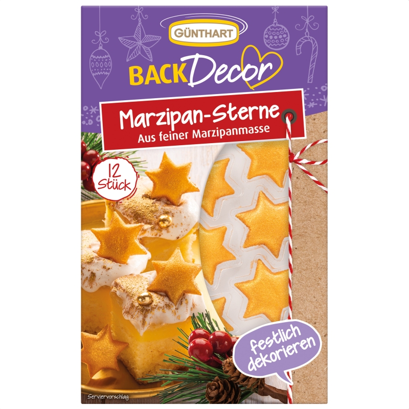 12 Stück  Marzipan Sterne Gold 
