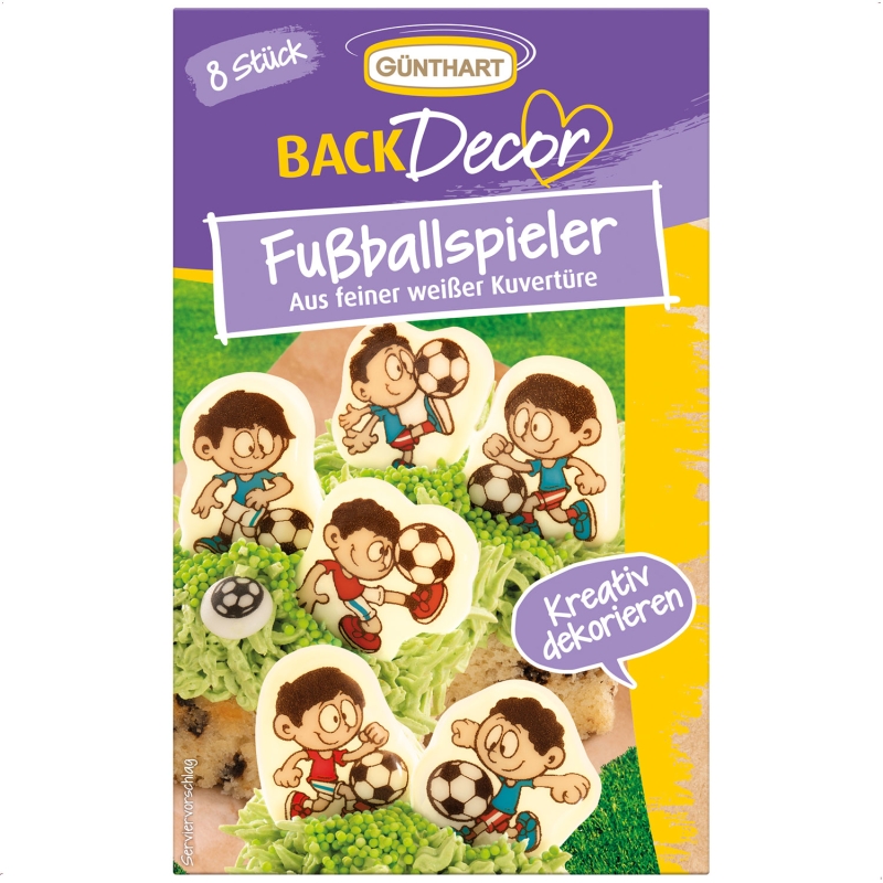 BackDecor 8 Schoko Fußballer, aus weißer Schokolade 
