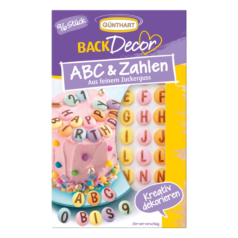 BackDecor 96 bunte Buchstaben & Zahlen aus Zucker 