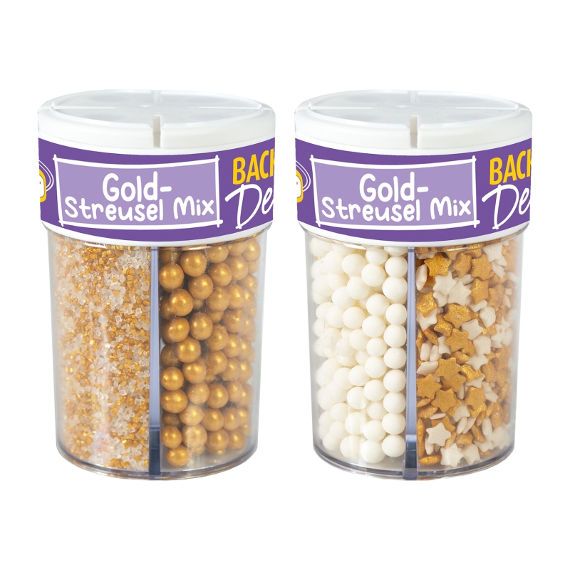 Günthart BackDecor Streusel Weihnachten GOLD Mix, Zuckerstreusel essbare Streusel Tortendeko 