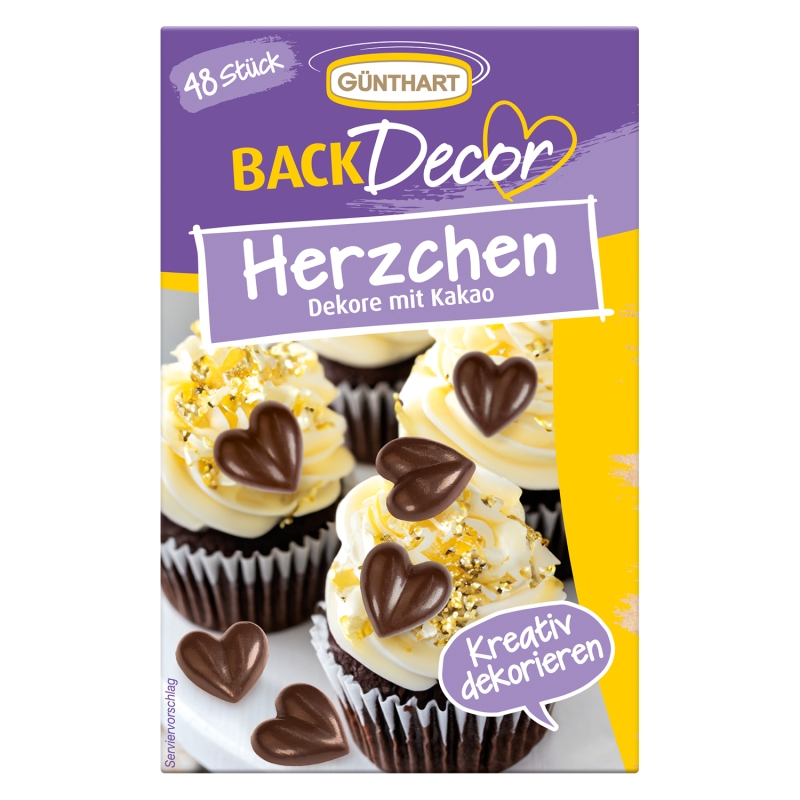 BackDecor 12 x 48 Dekor Herzen aus Kakaohaltige Fettglasur 