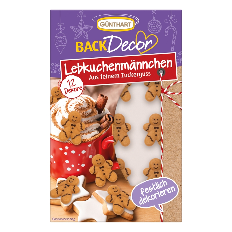 BackDecor mit 12 Stück Lebkuchenmännchen aus essbaren Zuckerguss 