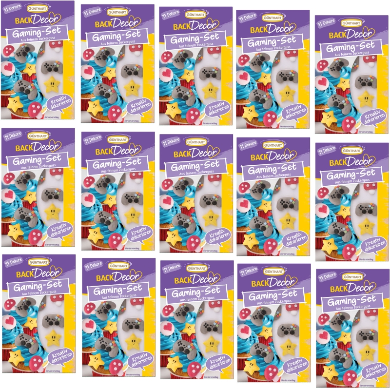 BackDecor 15 x 11 Stück Gaming Set aus Zucker VKE Großpackung 