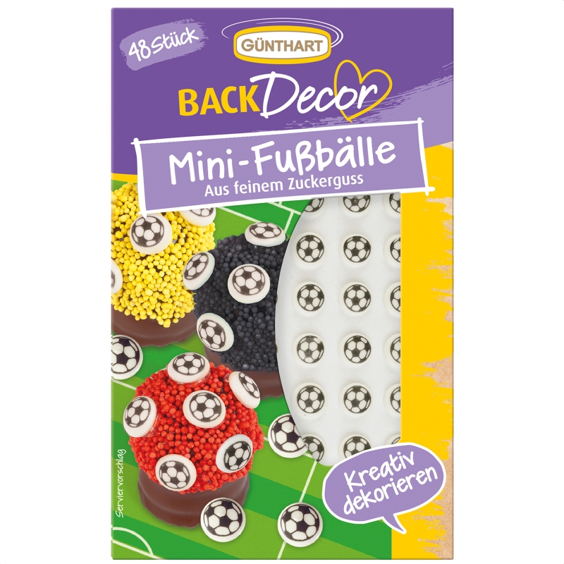 BackDecor 48 mini Fußbälle aus Zucker 
