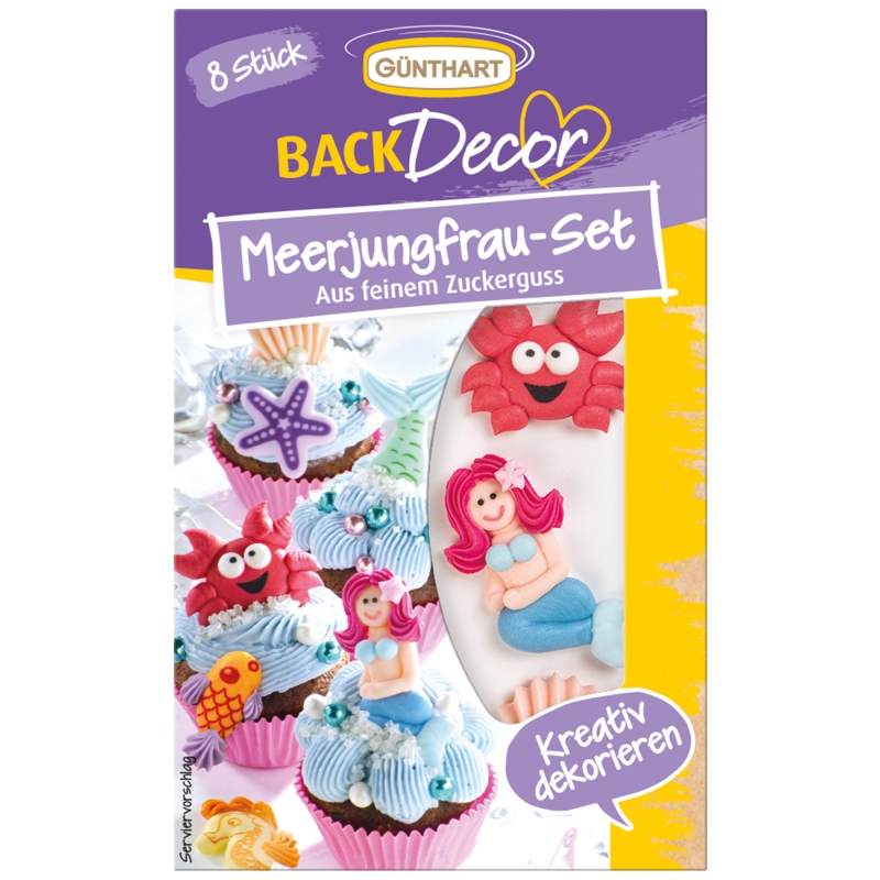 BackDecor 8 Meerjungfrauen-Set aus Zucker 