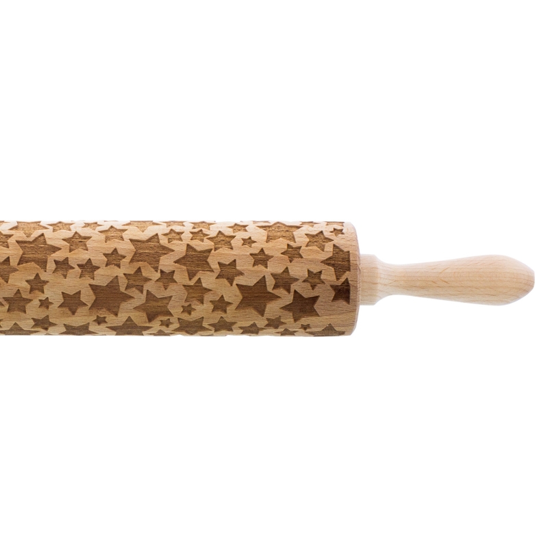 Holz Teigroller mit Sterne Prägung 