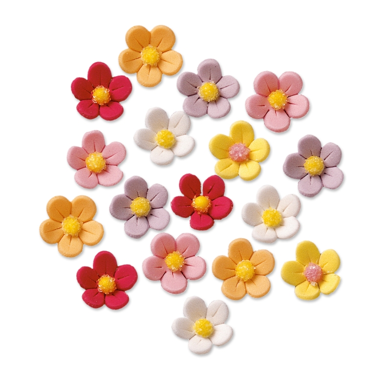 120 Stück Bunte Feinzucker-Blumen 