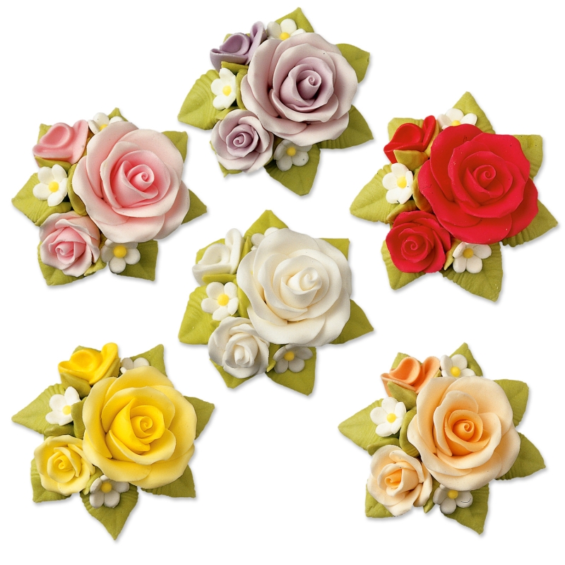 12 Feinzucker- Rosen- Boquet, farbig 
