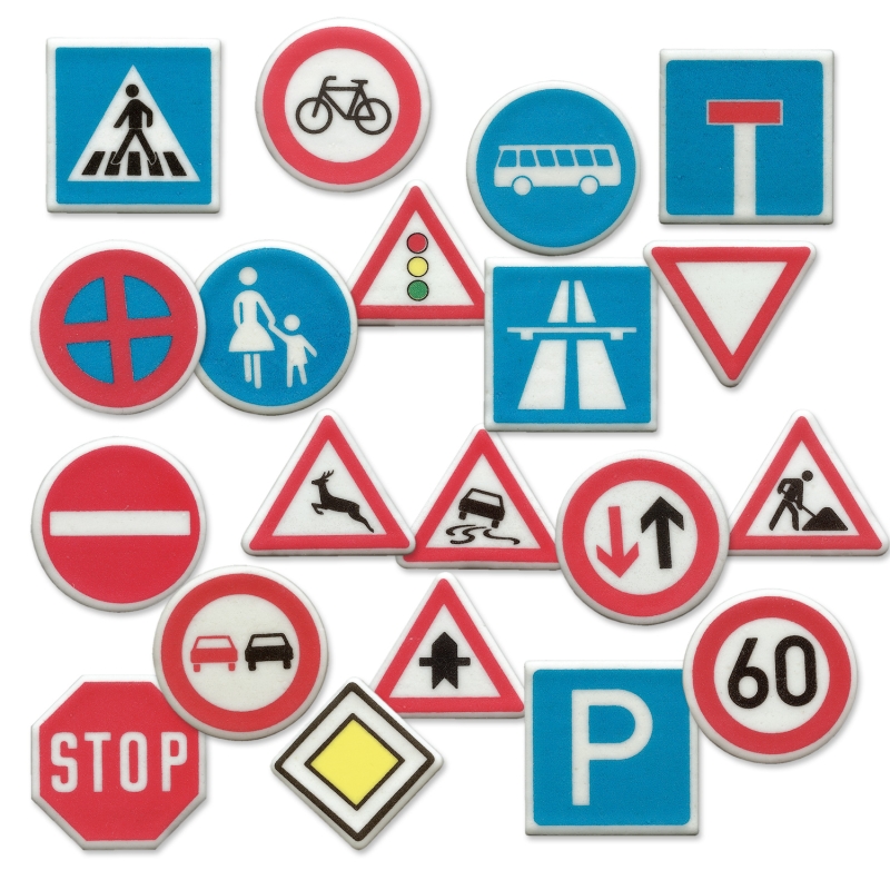 100 Dekor- Kleinteile, Verkehrszeichen, sortiert 