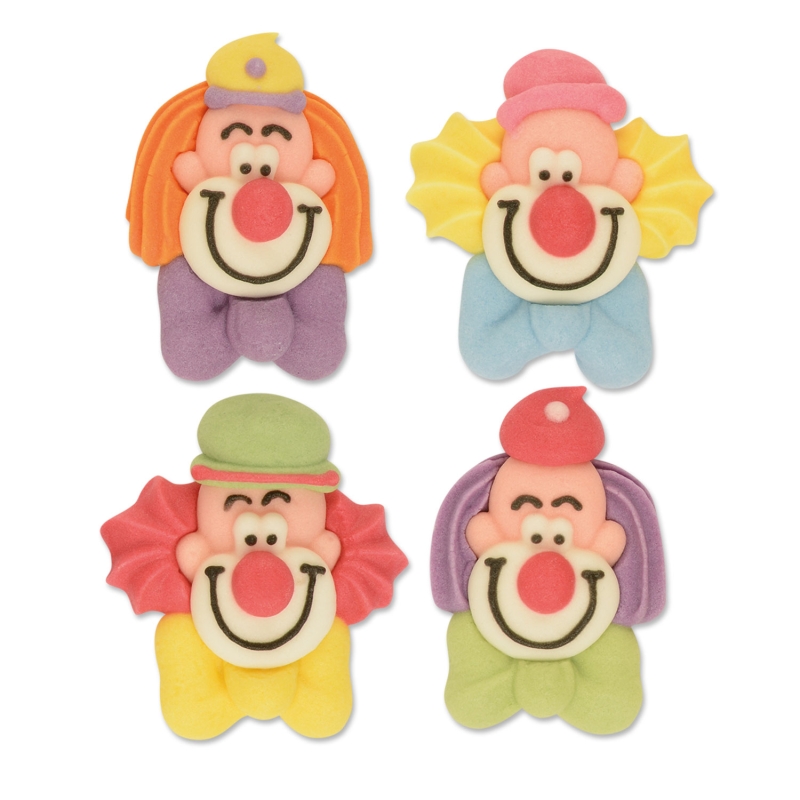 60 Zucker Clownköpfe, klein, flach, sortiert 