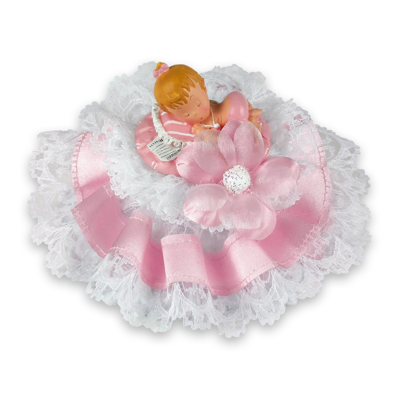Poly Taufaufsatz mit Baby, rosa 