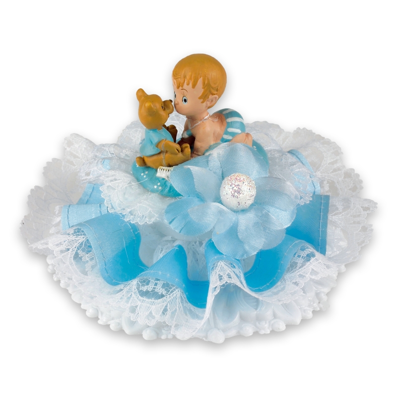 Poly Taufaufsatz mit Baby, blau 