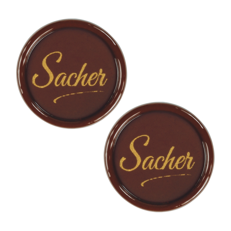 Günthart 160 Stück Spezialitäten-Dekor Sacher dunkle Schokolade mit Goldschrift 