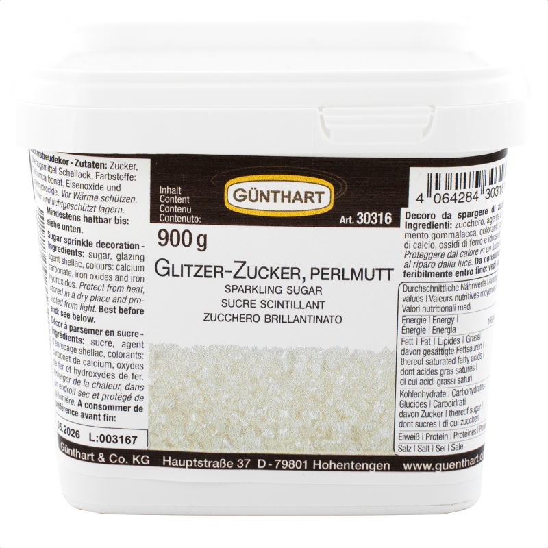 Günthart Glitzer Zucker Weiß in 900 g Eimer 