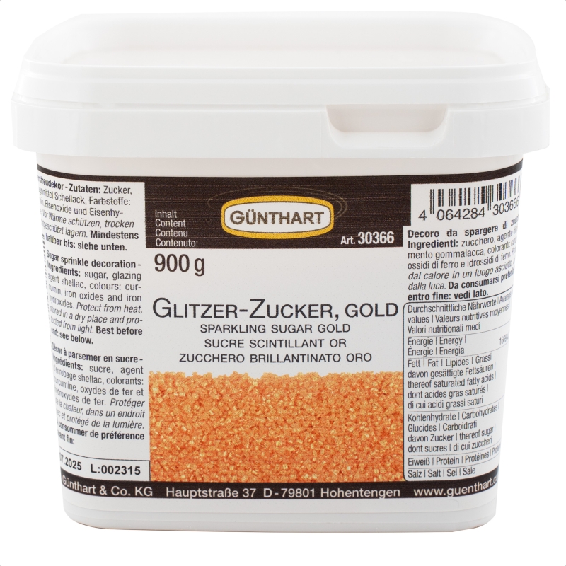 Günthart Glitzer Zucker Gold in 900 g Eimer 