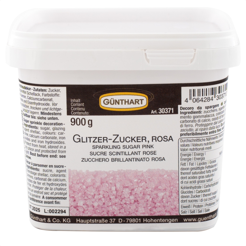 Günthart Glitzer Zucker Rosa in 900 g Eimer 