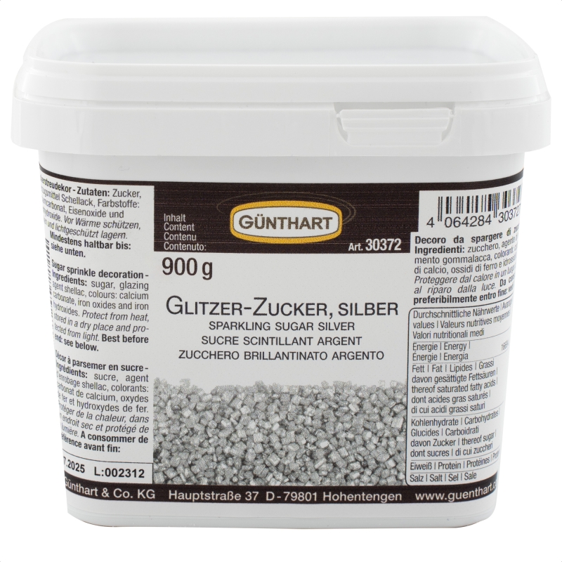 Günthart Glitzer Zucker Silber in 900 g Eimer 