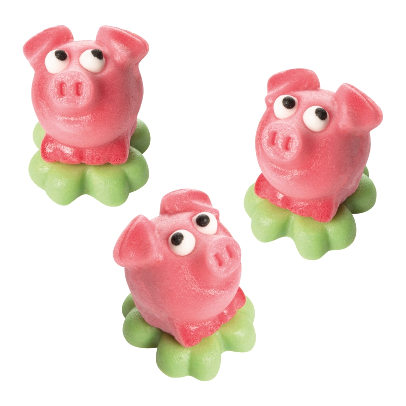 72 Marzipan Schweinchen auf Kleeblatt 