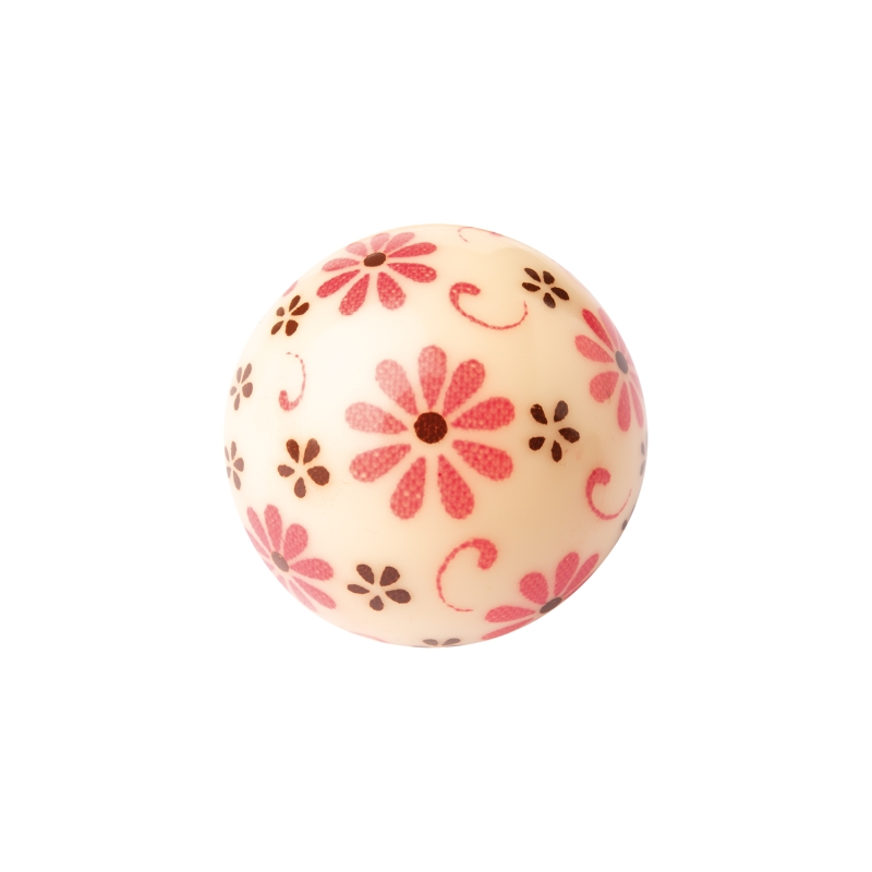 Günthart 40 Stück Schokoladen Hohlkugel 3D Blumen weiße Schokolade rosa weiß Schokolade für Torten Kuchen Muffins Desserts 