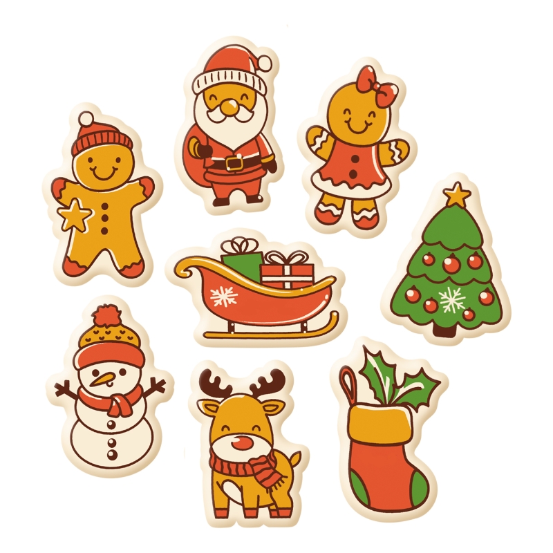 Günthart 128 Stück Weihnachtsmotive weiße Schokolade sortiert braun weiß gold Material Schokolade für Tortendekoration und Weihnachtsdesserts 