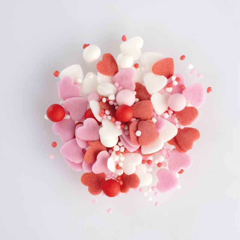 Günthart 1 Stück Streudekor Herz-Mix in Weiß Rot Rosa 700 gr Zuckerstreudekor 
