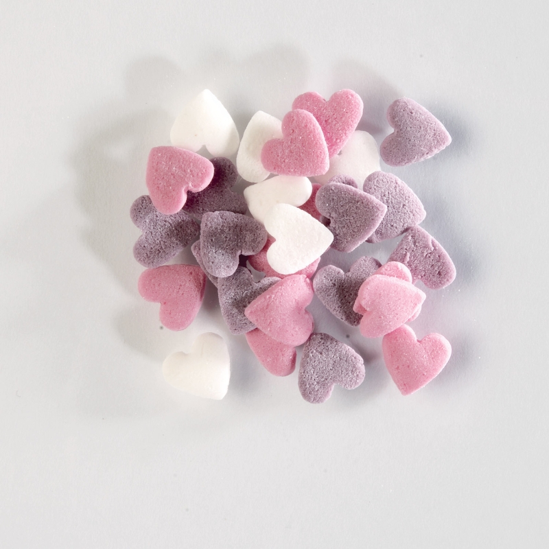 Günthart Streudekor Herzen, weiß, rosa & lila, 1,5kg 