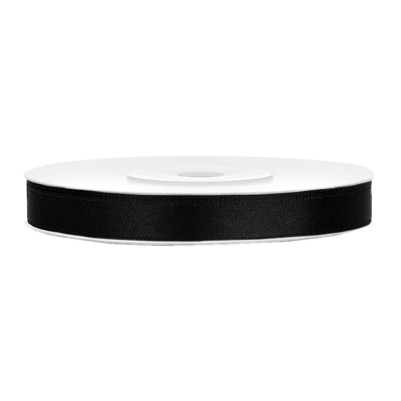 Satinband schwarz B:6mm, L:25 m 